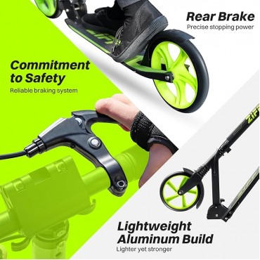 JOVA ZIFFY Scooter for Kids with Hand Brake, Foldable Kick Scooter for Ages 6-12, Lightweight Scooter for Boys with 4 Adjustable Heights, ABEC9 Bearings, Supports Up to 260 lbs